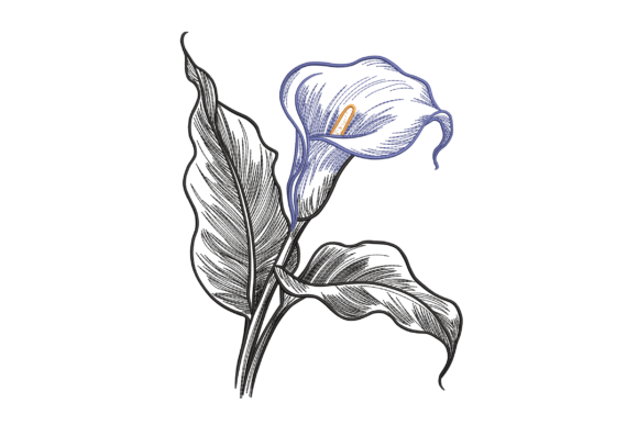 Calla Lily Sketch: Elegant Embroidery for Small Business Branding