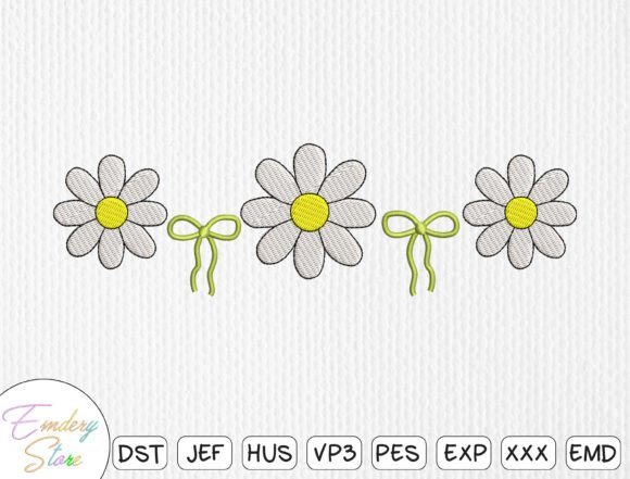 Daisy and Green Bow: A Charming Embroidery Design for Meaningful Gifts